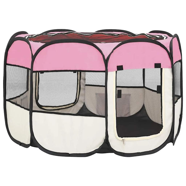vidaXL Parc pour chiots pliable avec sac de transport Rose 90x90x58 cm