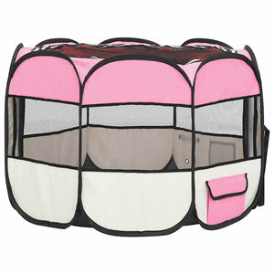 vidaXL Parc pour chiots pliable avec sac de transport Rose 90x90x58 cm