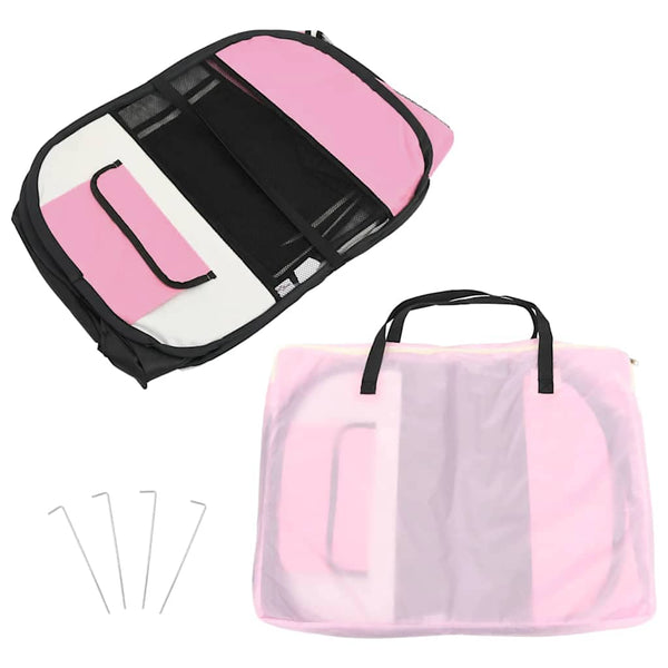 vidaXL Parc pour chiots pliable avec sac de transport Rose 90x90x58 cm