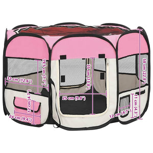 vidaXL Parc pour chiots pliable avec sac de transport Rose 90x90x58 cm