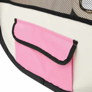 Faltbarer Welpenlaufstall mit Tragetasche Rosa 125x125x61 cm
