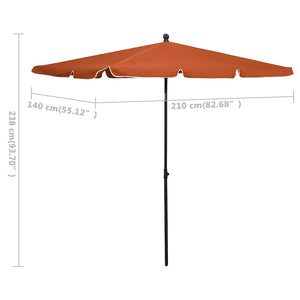 Sonnenschirm mit Mast 210x140 cm Terracotta-Rot