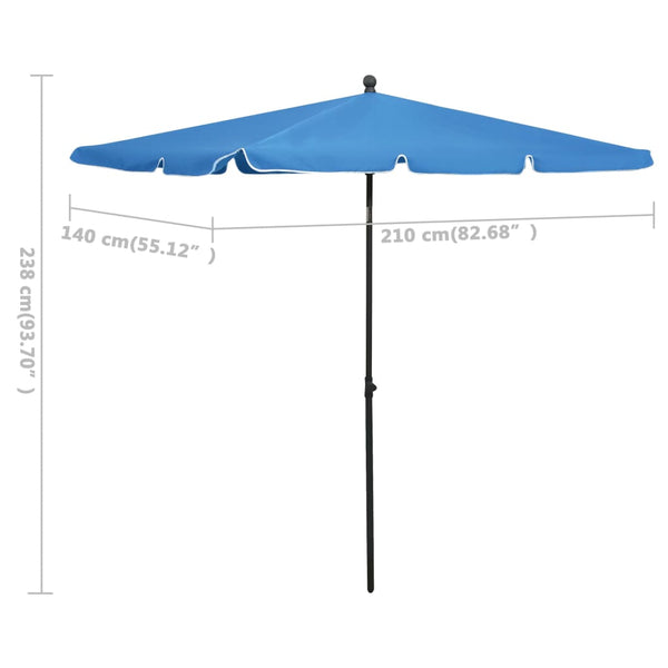 Sonnenschirm mit Mast 210x140 cm Azurblau