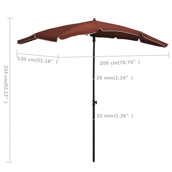 Sonnenschirm mit Mast 200x130 cm Terrakottarot