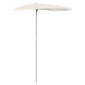Halb-Sonnenschirm mit Mast 180x90 cm Sandfarbe