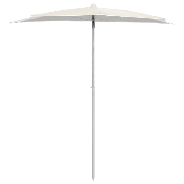 Halb-Sonnenschirm mit Mast 180x90 cm Sandfarbe