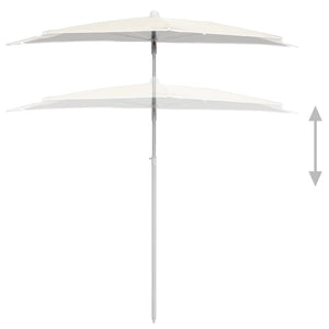 Halb-Sonnenschirm mit Mast 180x90 cm Sandfarbe