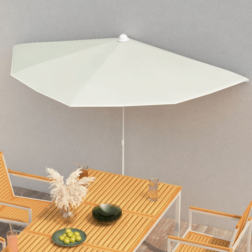 Halb-Sonnenschirm mit Mast 180x90 cm Sandfarbe