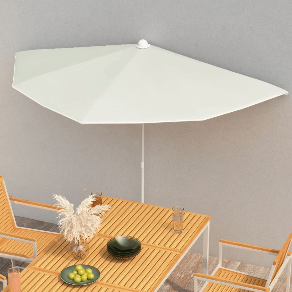 Halb-Sonnenschirm mit Mast 180x90 cm Sandfarbe