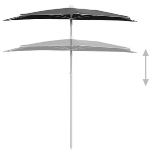 Halb-Sonnenschirm mit Mast 180x90 cm Anthrazit