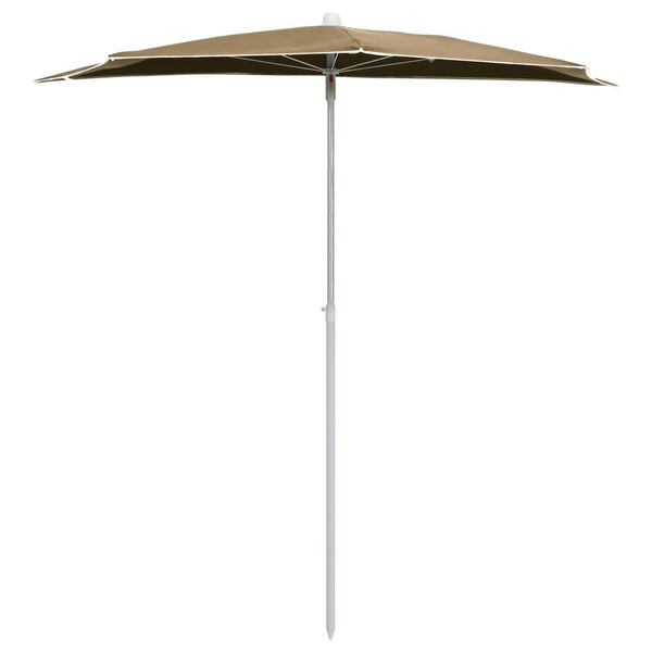 Halb-Sonnenschirm mit Mast 180x90 cm Taupe