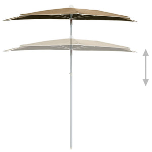 Halb-Sonnenschirm mit Mast 180x90 cm Taupe