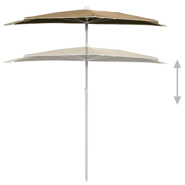 Halb-Sonnenschirm mit Mast 180x90 cm Taupe