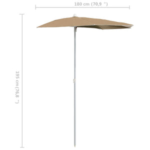 Halb-Sonnenschirm mit Mast 180x90 cm Taupe