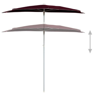 Halb-Sonnenschirm mit Mast 180x90 cm Bordeauxrot