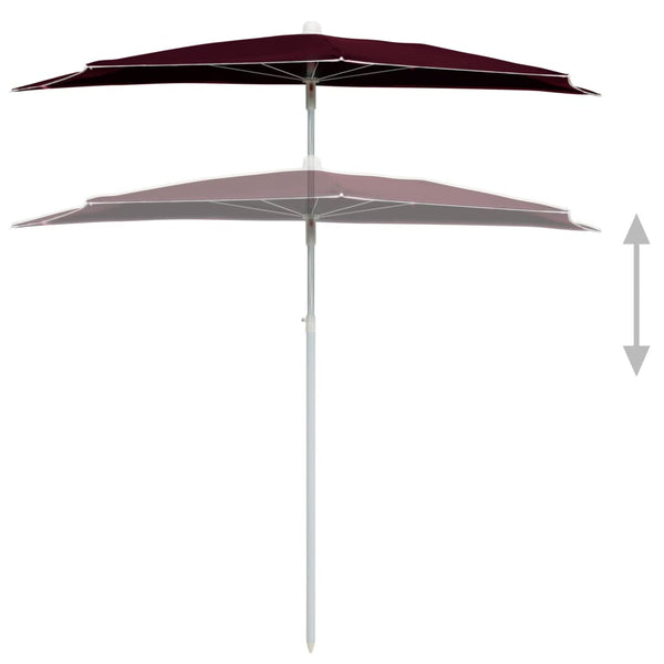 Halb-Sonnenschirm mit Mast 180x90 cm Bordeauxrot