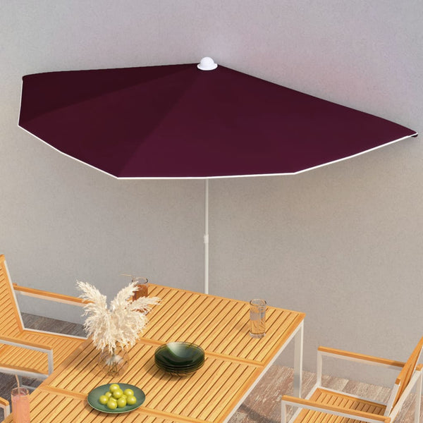 Halb-Sonnenschirm mit Mast 180x90 cm Bordeauxrot
