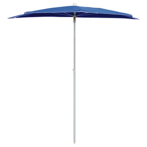 Halb-Sonnenschirm mit Mast 180x90 cm Azurblau