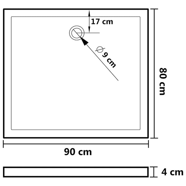 Duschtasse ABS Rechteckig Weiß 80x90 cm