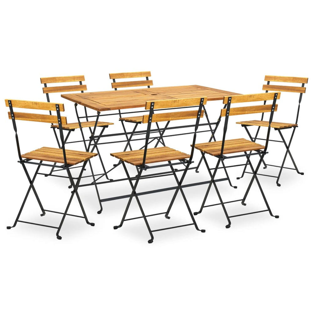 vidaXL Ensemble repas de jardin pliable 7 pcs Bois d'acacia massif