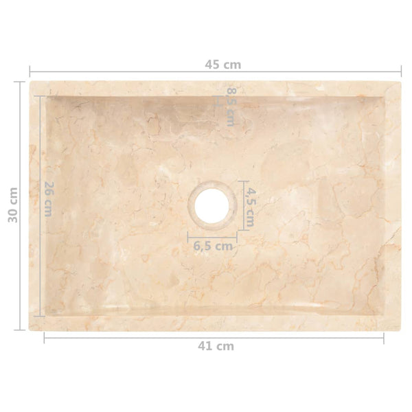Waschtisch Massivholz Teak mit Waschbecken Marmor Creme