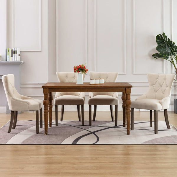 vidaXL Chaises de salle à manger 4 pcs Tissu beige