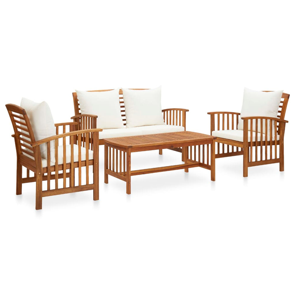 vidaXL Ensemble de salon de jardin 4 pcs avec coussins Bois d'acacia massif