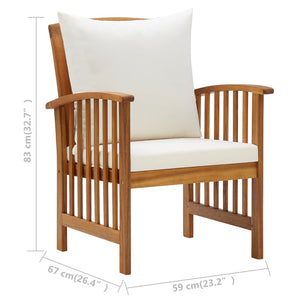 4-tlg. Garten-Lounge-Set mit Auflagen Massivholz Akazie