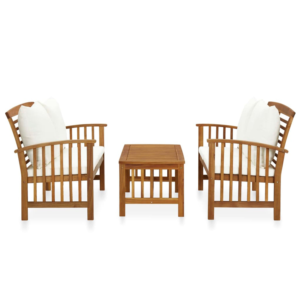 vidaXL Salon de jardin 3 pcs avec coussins Bois d'acacia massif