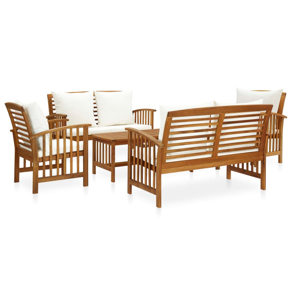 vidaXL Salon de jardin 5 pièces avec coussins Bois d'acacia massif