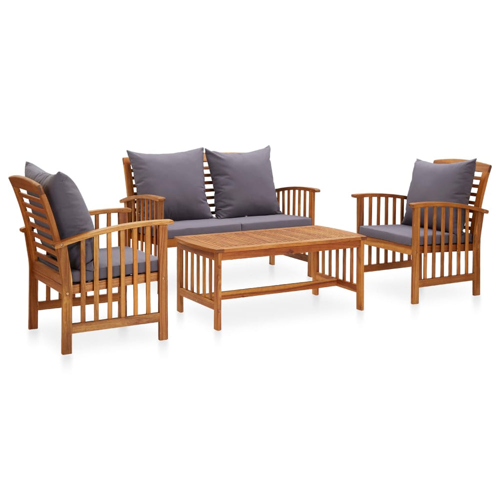 vidaXL Ensemble de salon de jardin 4 pcs avec coussins Bois d'acacia massif