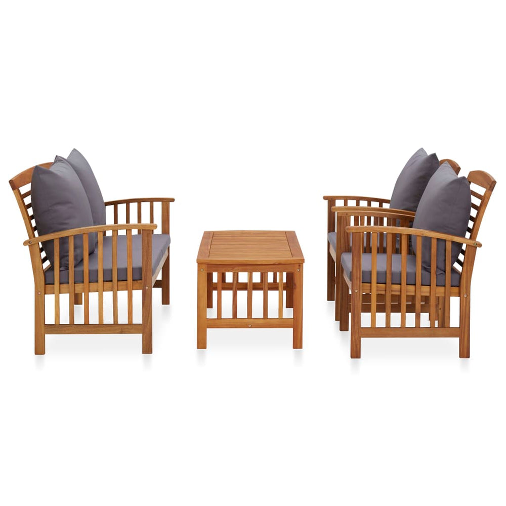 vidaXL Ensemble de salon de jardin 4 pcs avec coussins Bois d'acacia massif