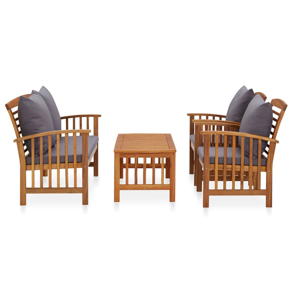 4-tlg. Garten-Lounge-Set mit Auflagen Massivholz Akazie