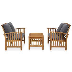 vidaXL Salon de jardin 3 pcs avec coussins Bois d'acacia massif