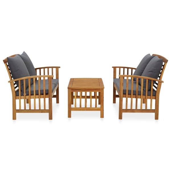 vidaXL Salon de jardin 3 pcs avec coussins Bois d'acacia massif