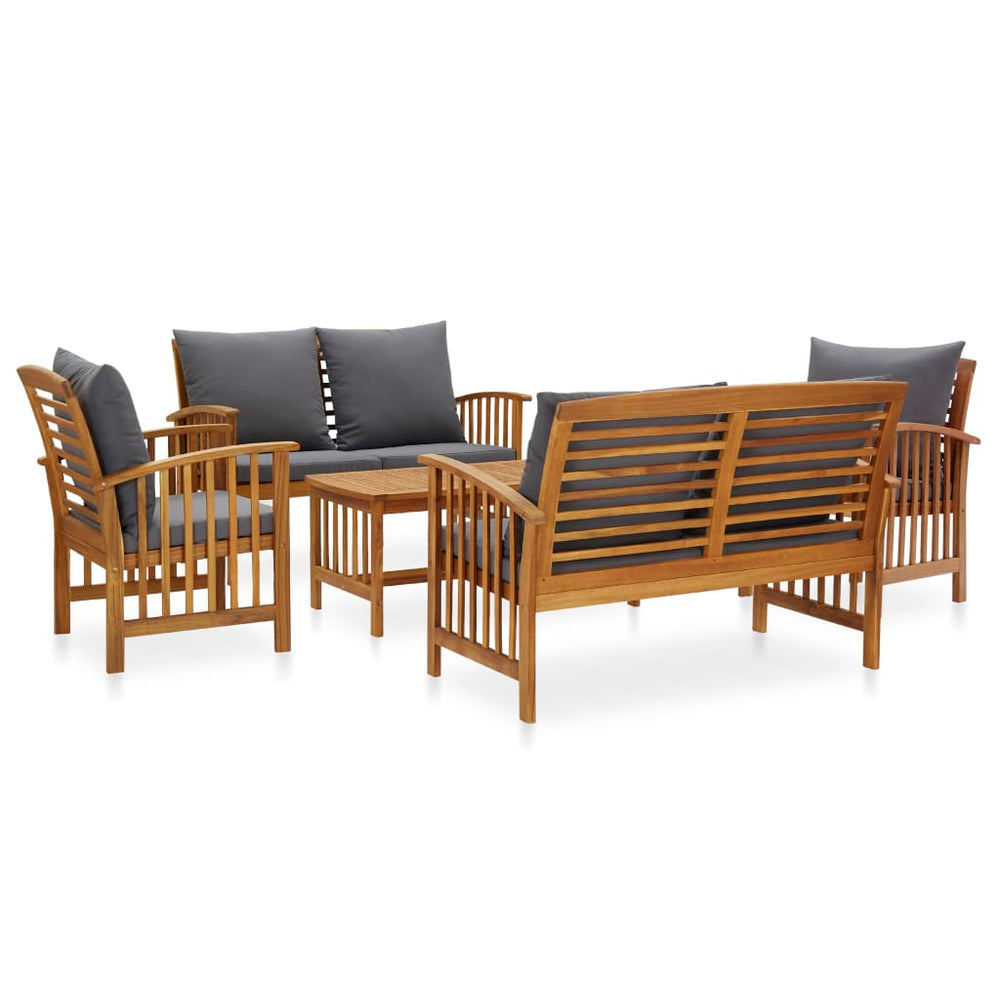 vidaXL Salon de jardin 5 pièces avec coussins Bois d'acacia massif
