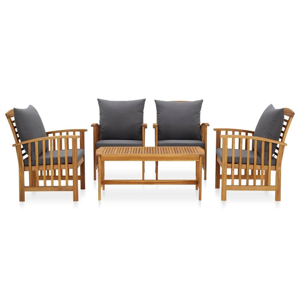 vidaXL Salon de jardin 5 pièces avec coussins Bois d'acacia massif