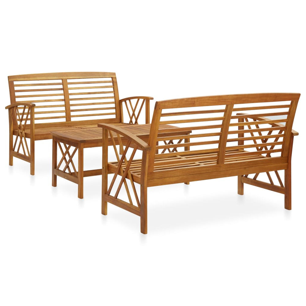 vidaXL Ensemble de jardin lounge 3 pcs Bois d'acacia massif