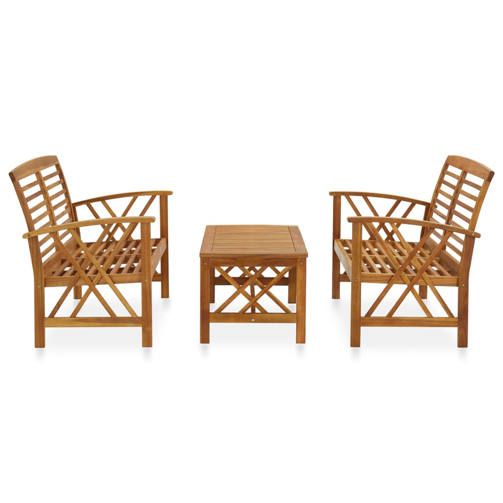 vidaXL Ensemble de jardin lounge 3 pcs Bois d'acacia massif