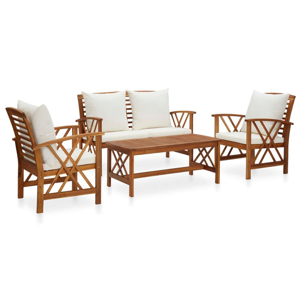 vidaXL Ensemble de salon de jardin 4 pcs avec coussins Bois d'acacia massif