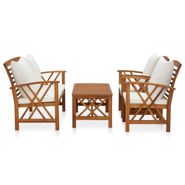 vidaXL Ensemble de salon de jardin 4 pcs avec coussins Bois d'acacia massif