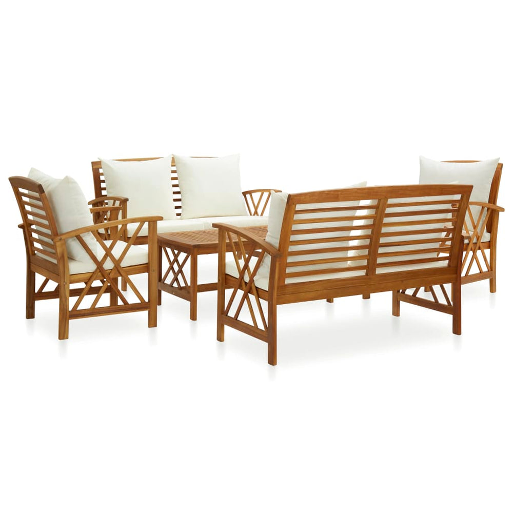 vidaXL Salon de jardin 5 pièces avec coussins Bois d'acacia massif