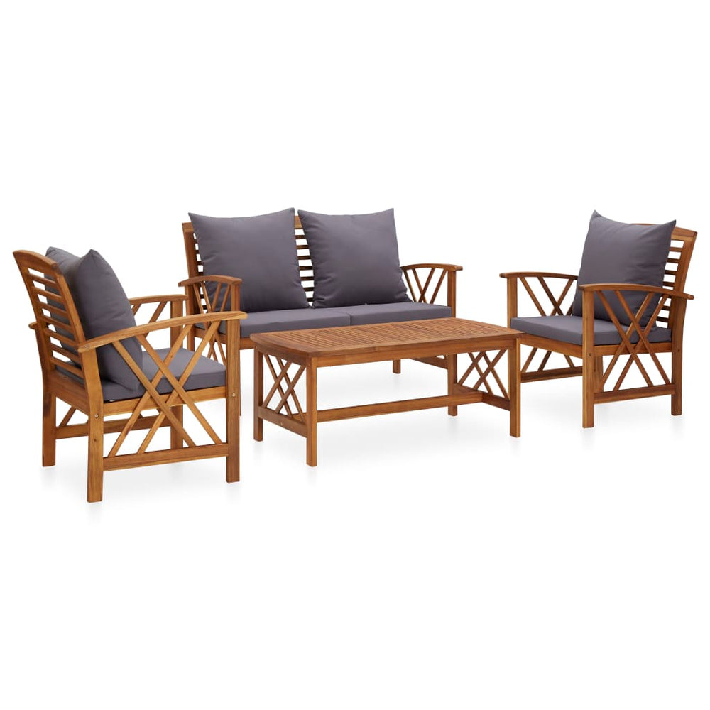 vidaXL Ensemble de salon de jardin 4 pcs avec coussins Bois d'acacia massif