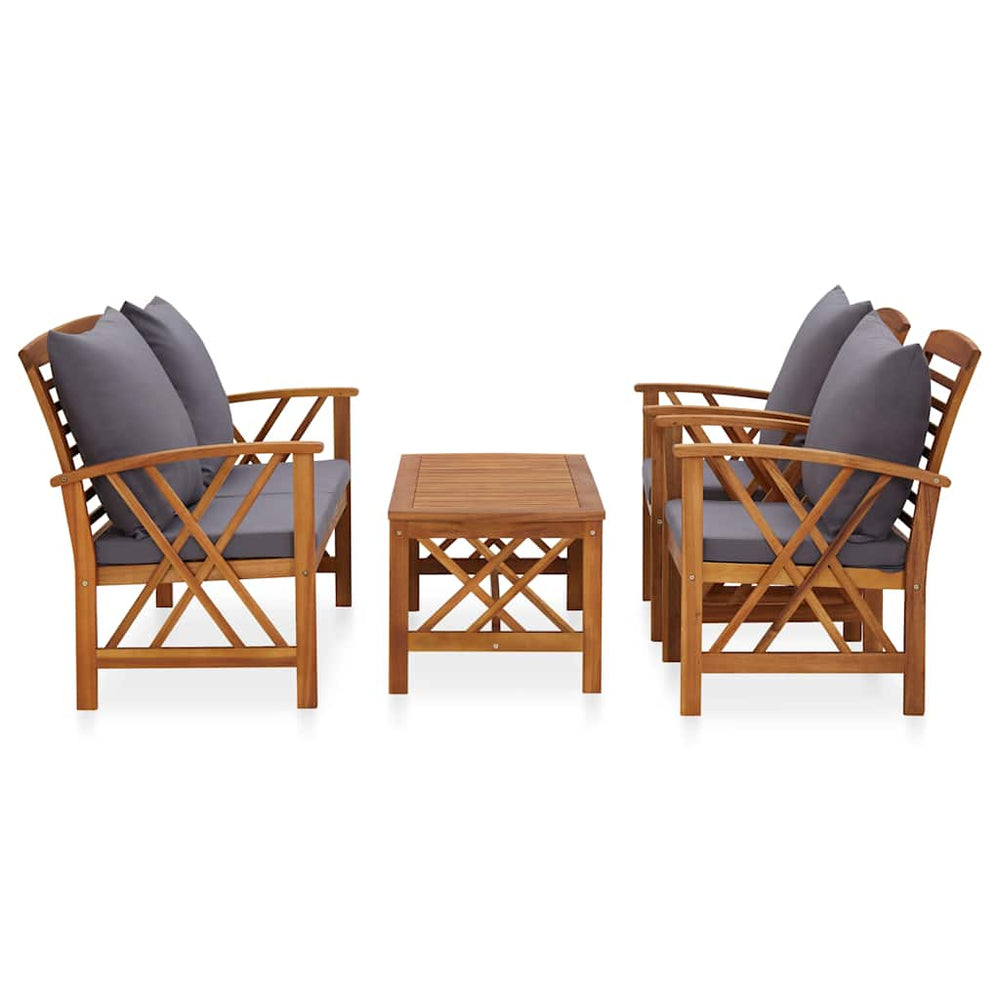 vidaXL Ensemble de salon de jardin 4 pcs avec coussins Bois d'acacia massif