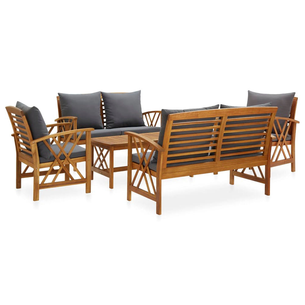 vidaXL Salon de jardin 5 pièces avec coussins Bois d'acacia massif
