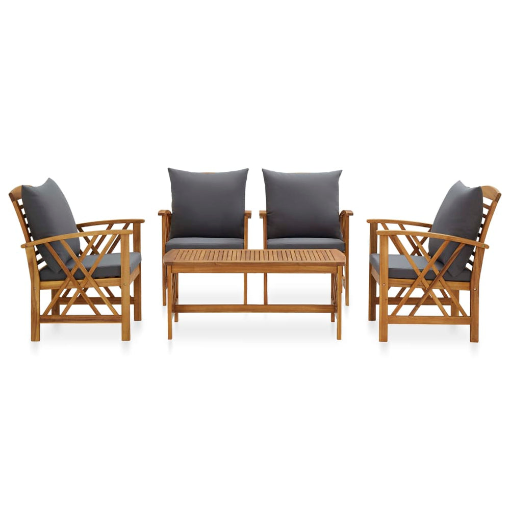 vidaXL Salon de jardin 5 pièces avec coussins Bois d'acacia massif