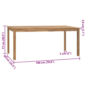 Garten-Esstisch 180x90x77 cm Massivholz Teak