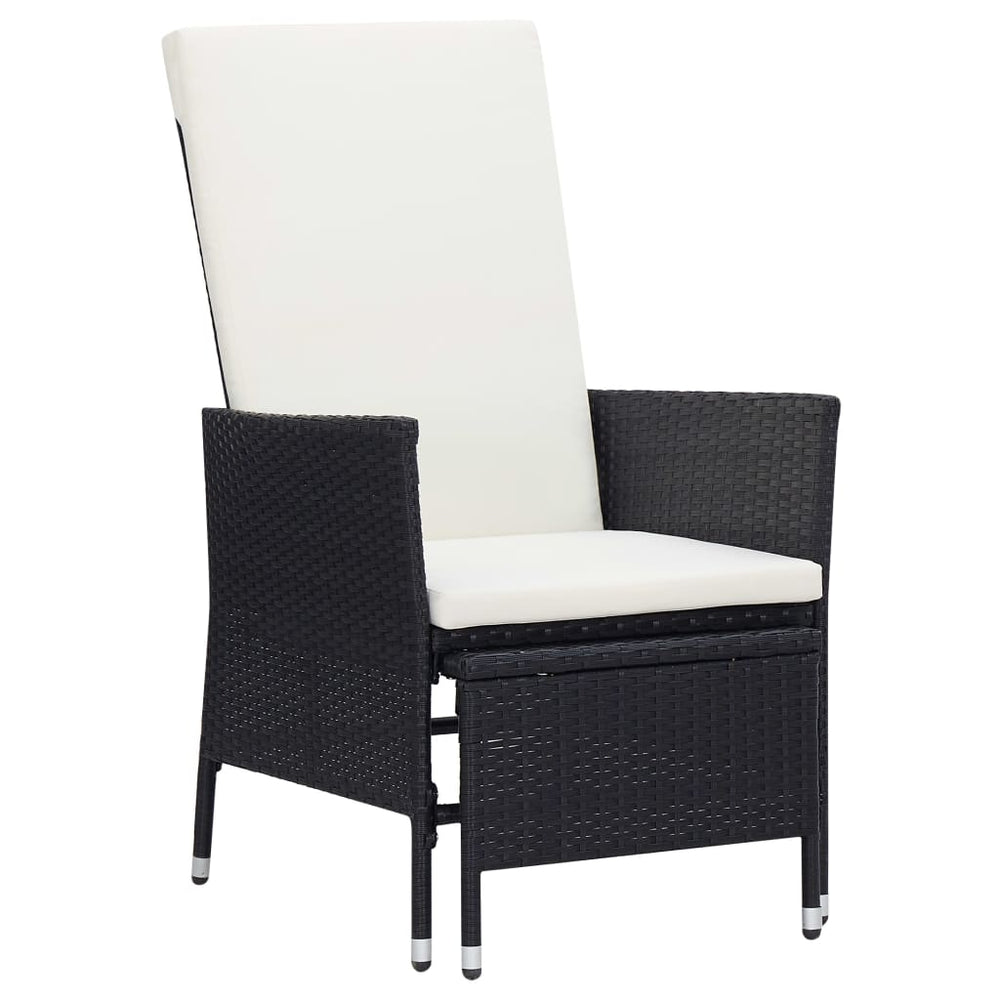vidaXL Salon de jardin 3 pcs avec coussins résine tressée noir
