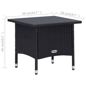 3-tlg. Garten-Lounge-Set mit Kissen Poly-Rattan Schwarz