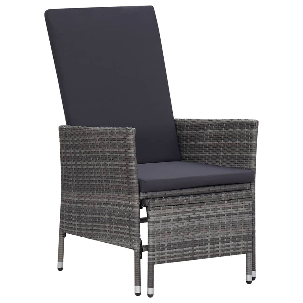 vidaXL Salon de jardin 3 pièces avec coussins résine tressée gris
